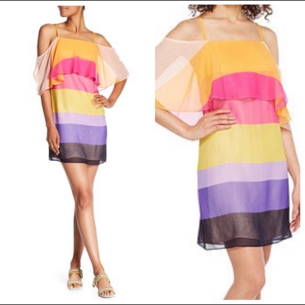 Trina Turk butterfly dress striped silk sz 4
